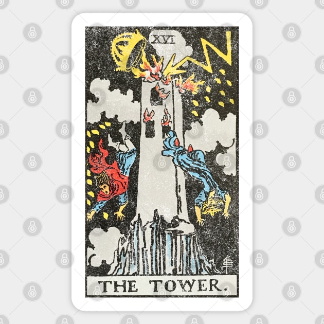 The tower tarot card (distressed) Sticker by Nate's World of Tees